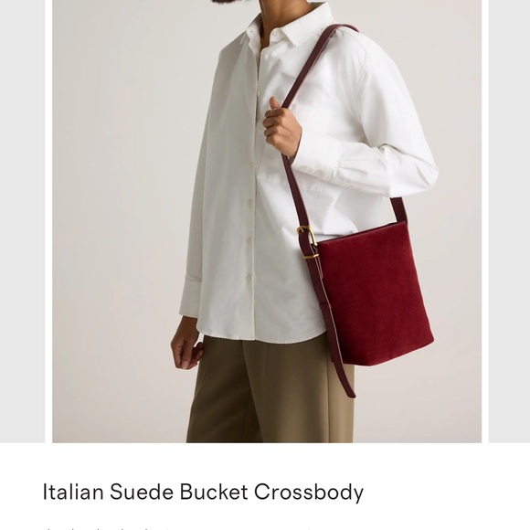 Quince Italian Suede Crossbody - Burgundy - Picture 2 of 7